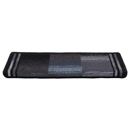 selvklæbende trappemåtter 15 stk. 65x21x4 cm sort og grå