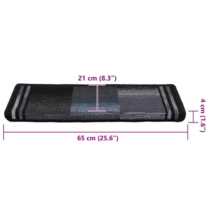 selvklæbende trappemåtter 15 stk. 65x21x4 cm sort og grå
