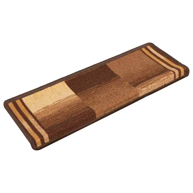 15 stk. trappemåtter 65x21x4 cm selvklæbende brun