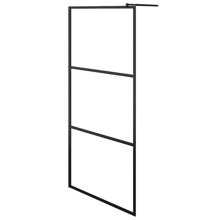 brusevæg 80x195 cm klart sikkerhedsglas sort