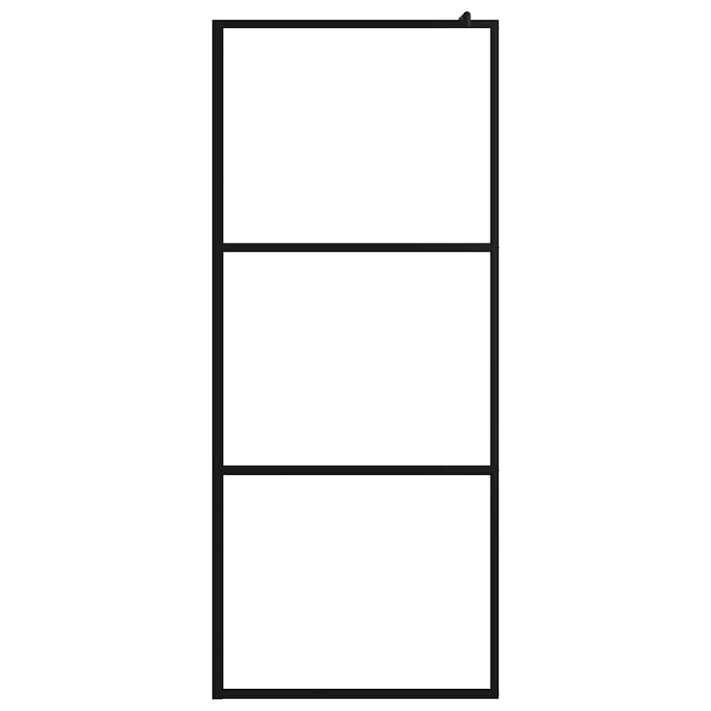 brusevæg 80x195 cm klart sikkerhedsglas sort