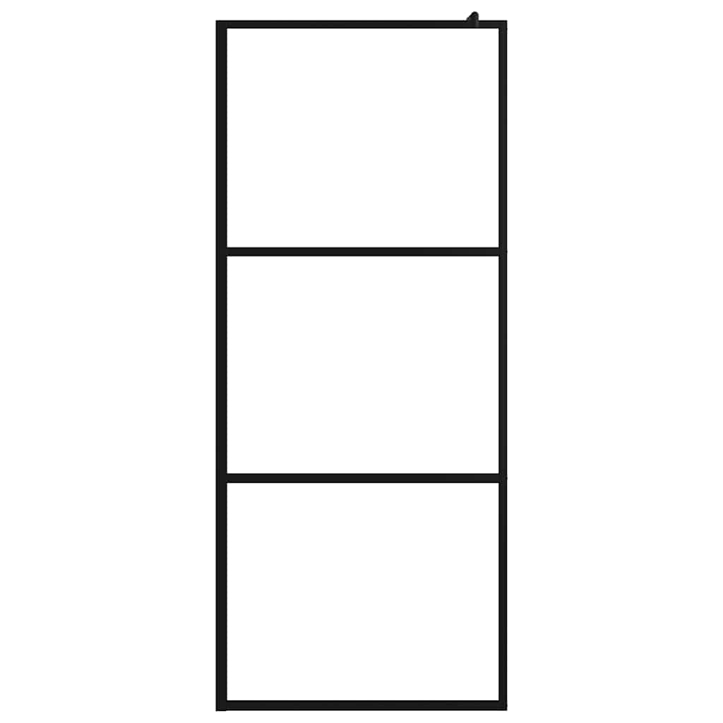 brusevæg 90x195 cm klart sikkerhedsglas sort