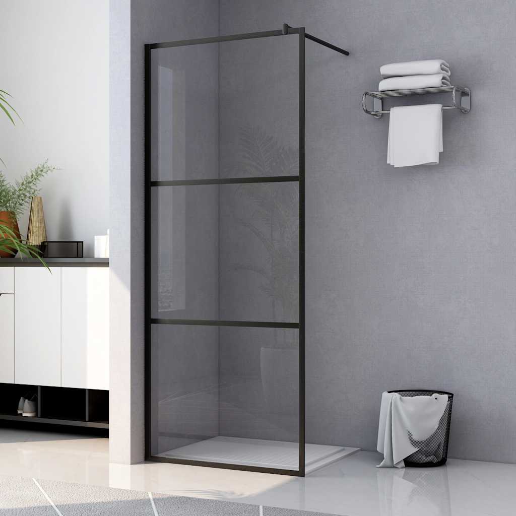 brusevæg 100x195 cm klart sikkerhedsglas sort billede