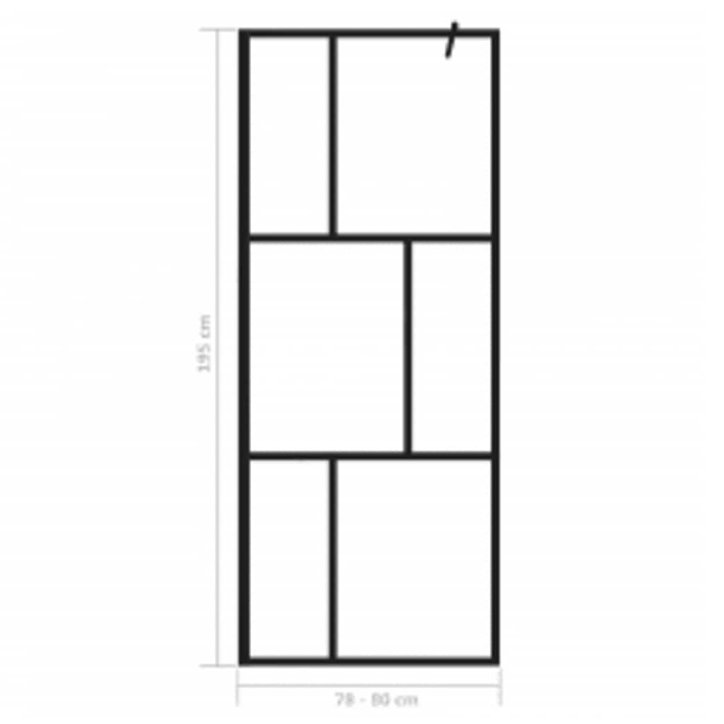 bruseafskærmning 80x195 cm hærdet glas sort