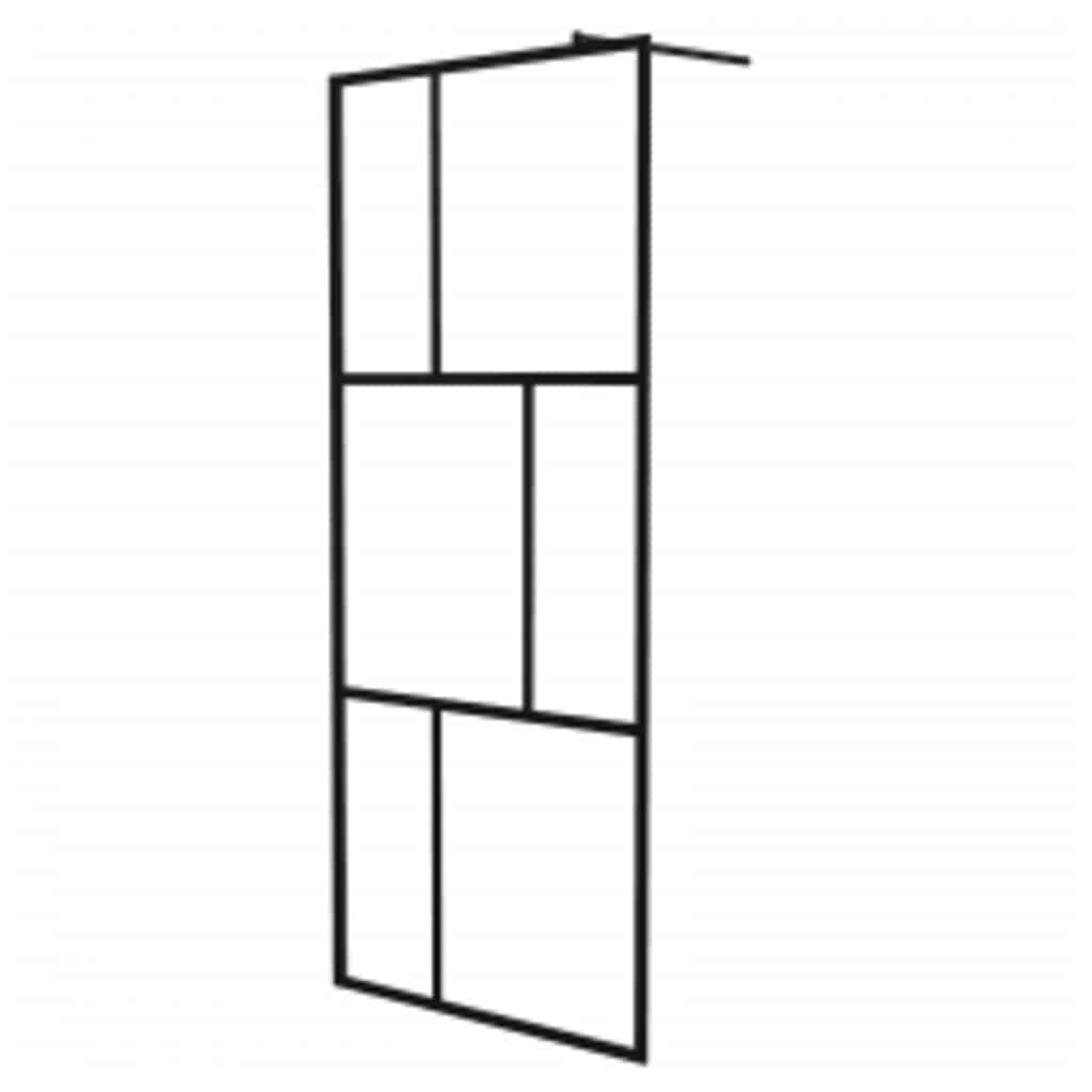 brusevæg 90x195 cm hærdet glas sort