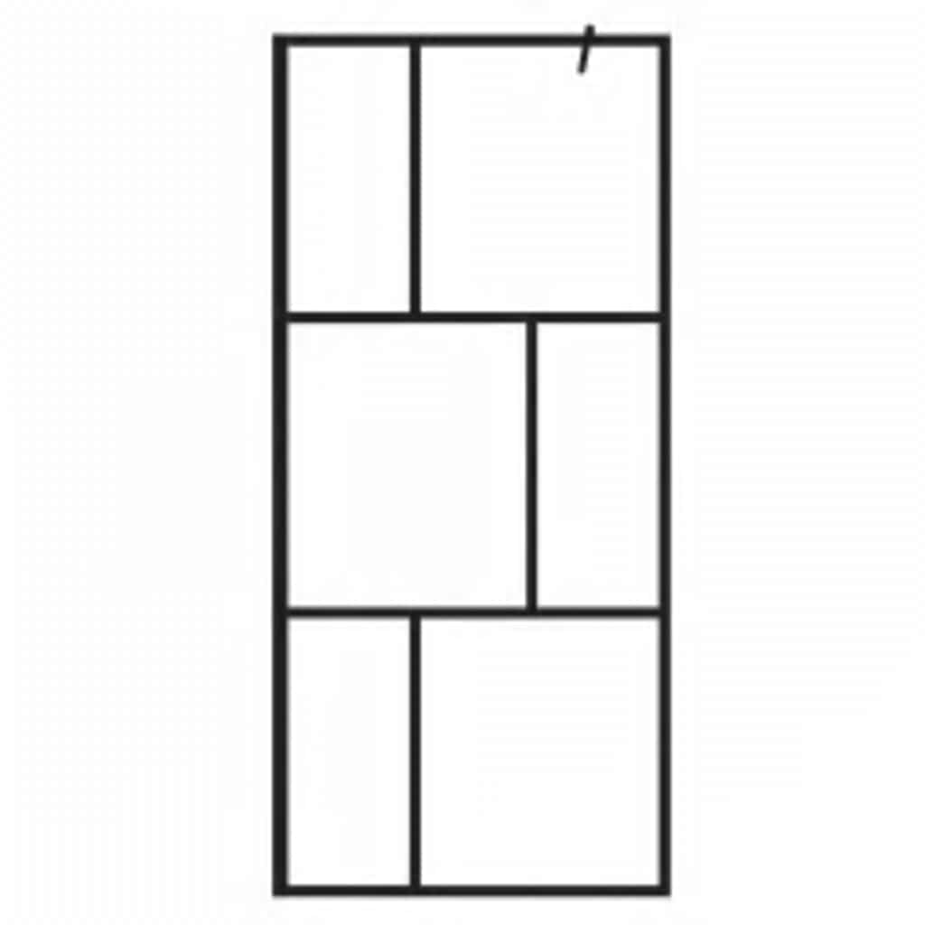 brusevæg 90x195 cm hærdet glas sort