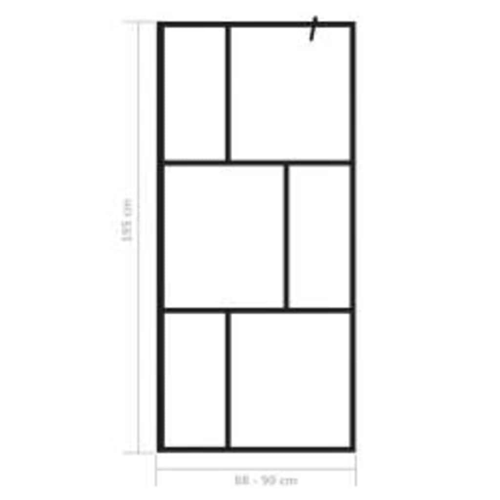 brusevæg 90x195 cm hærdet glas sort