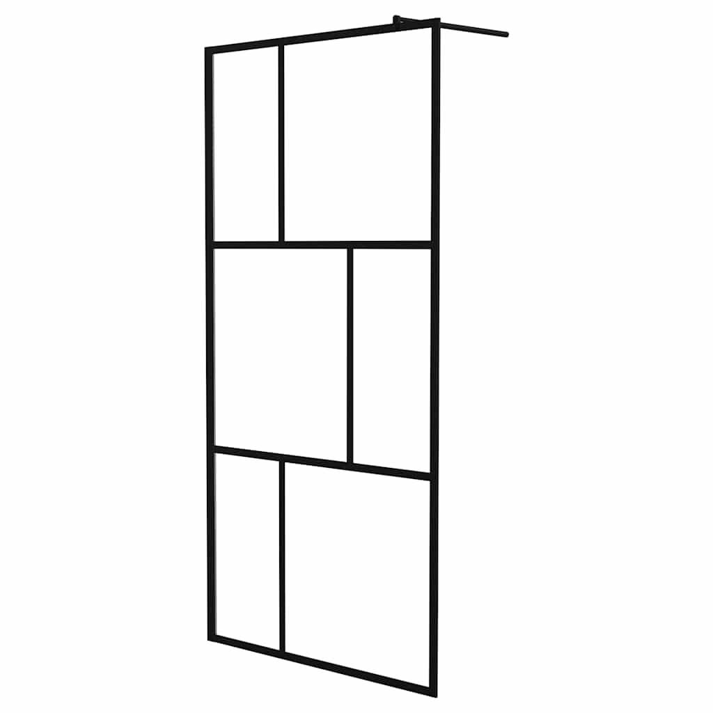 bruseafskærmning 100x195 cm hærdet glas sort