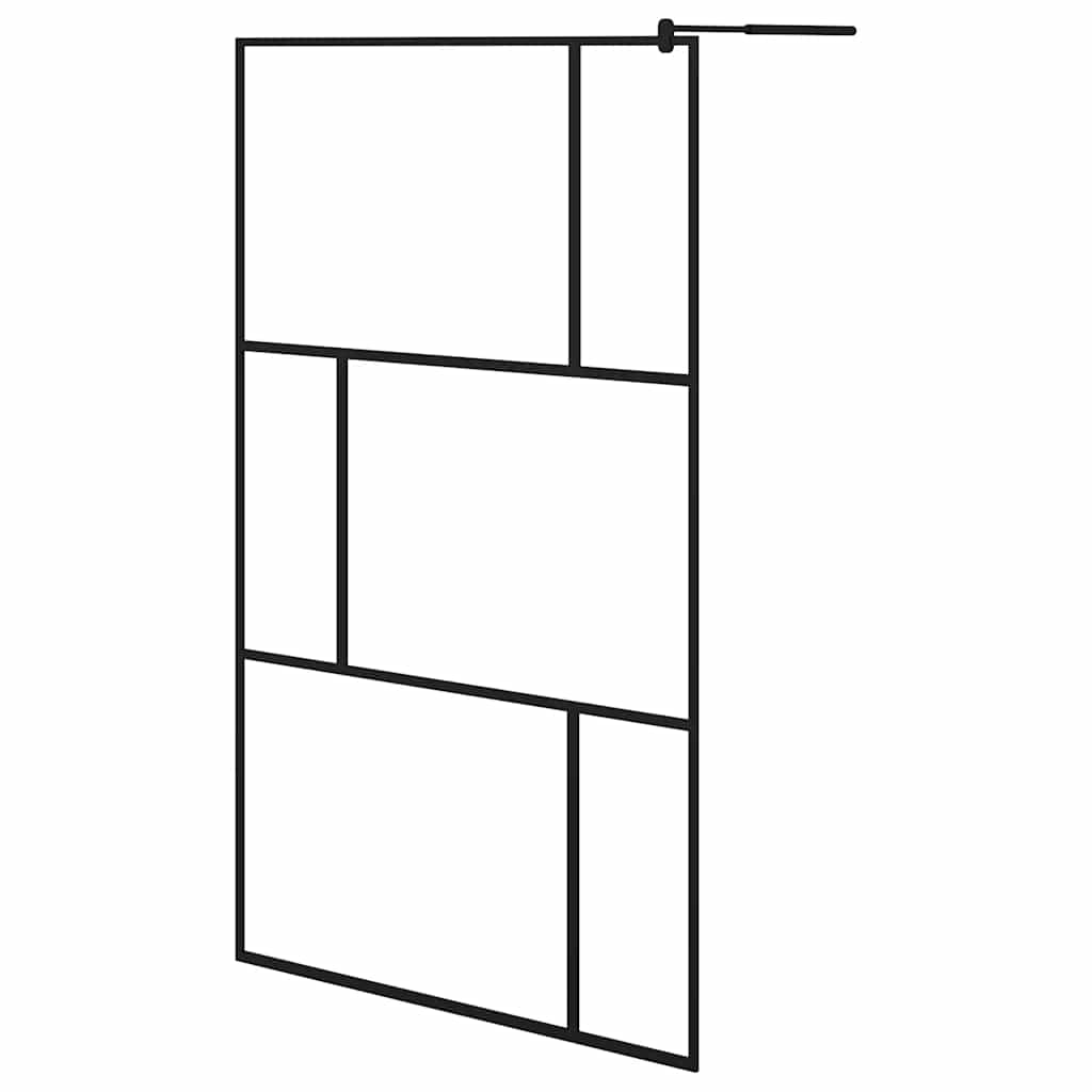 brusevæg med hærdet glas 115x195 cm sort