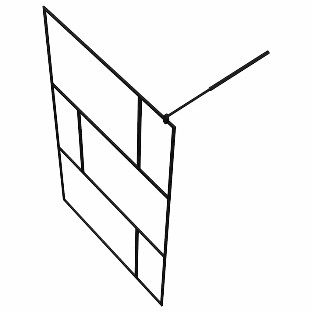 brusevæg med hærdet glas 115x195 cm sort
