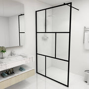 brusevæg med hærdet glas 115x195 cm sort