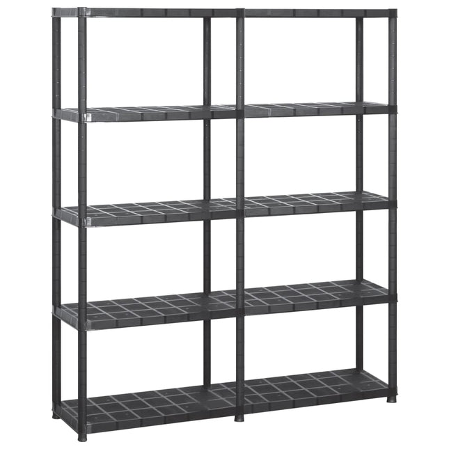 opbevaringsreol 5 hylder 142x38x170 cm plastik sort