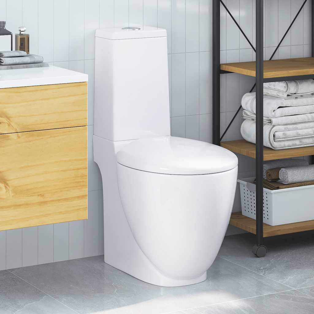 keramisk toilet afløb i bunden rund hvid