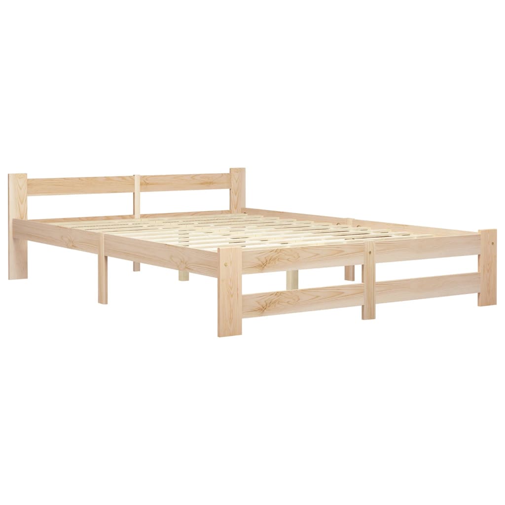 sengeramme uden madras massivt fyrretræ 140x200 cm