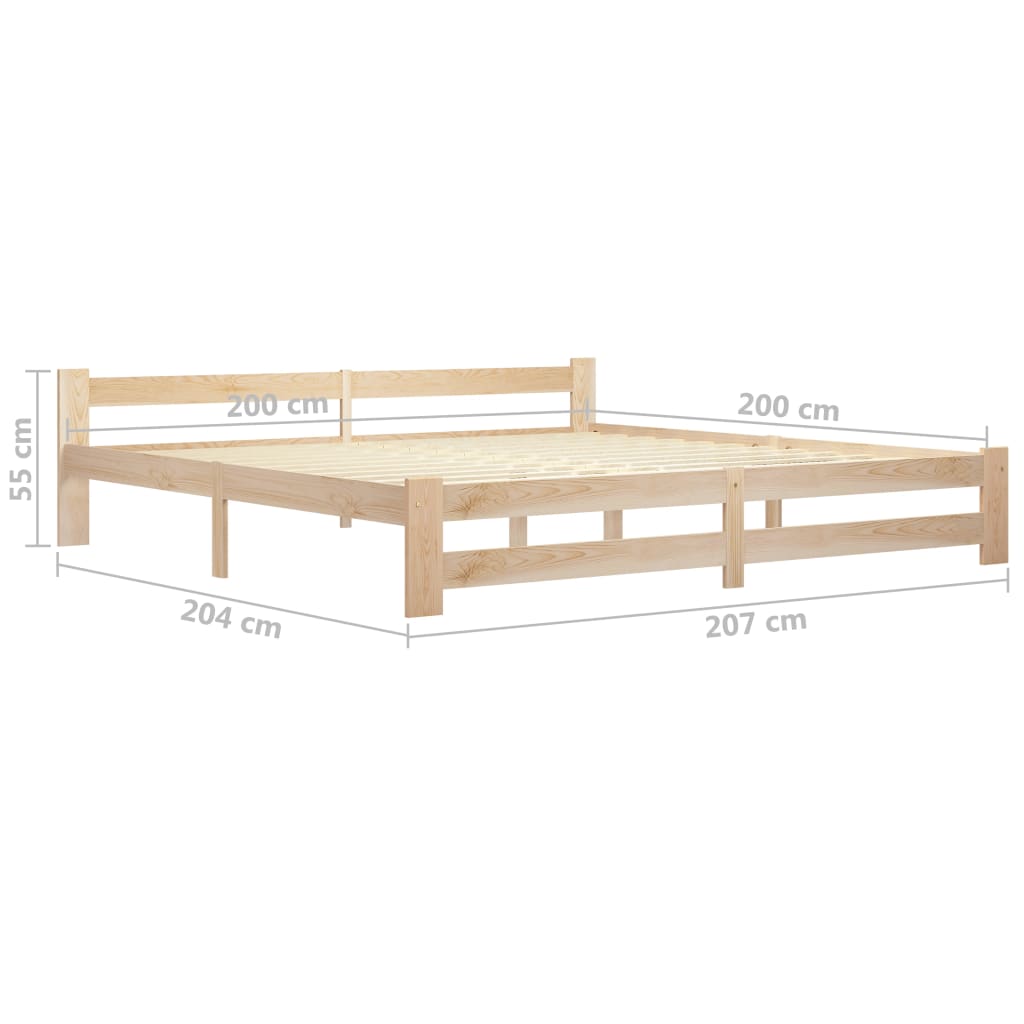 sengeramme uden madras massivt fyrretræ 200x200 cm