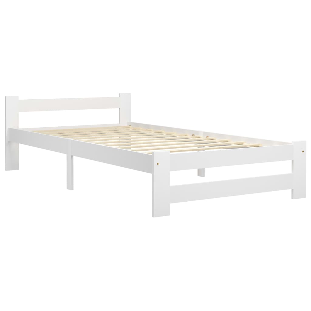 sengeramme uden madras massivt fyrretræ 90x200 cm hvid