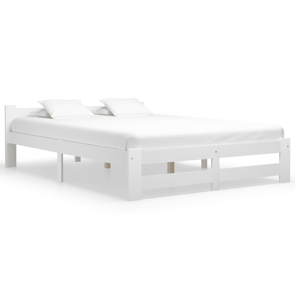 sengeramme uden madras massivt fyrretræ 120x200 cm hvid