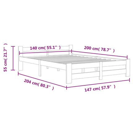 sengestel 140x200 cm massivt fyrretræ hvid