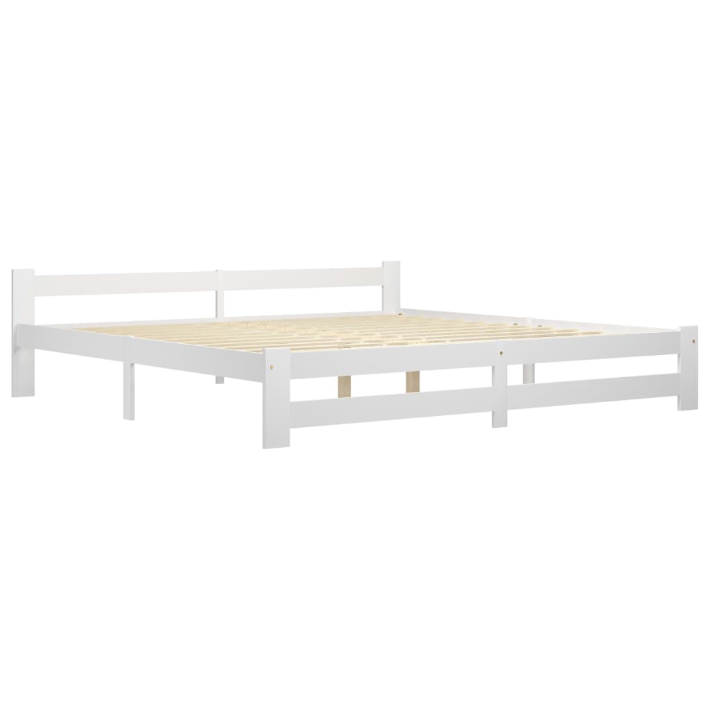sengeramme uden madras massivt fyrretræ 200x200 cm hvid
