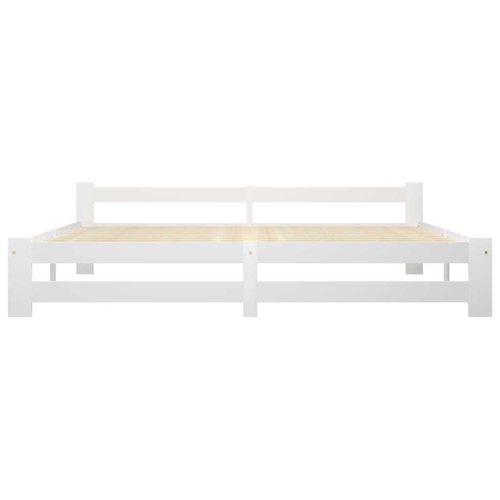 sengeramme uden madras massivt fyrretræ 200x200 cm hvid