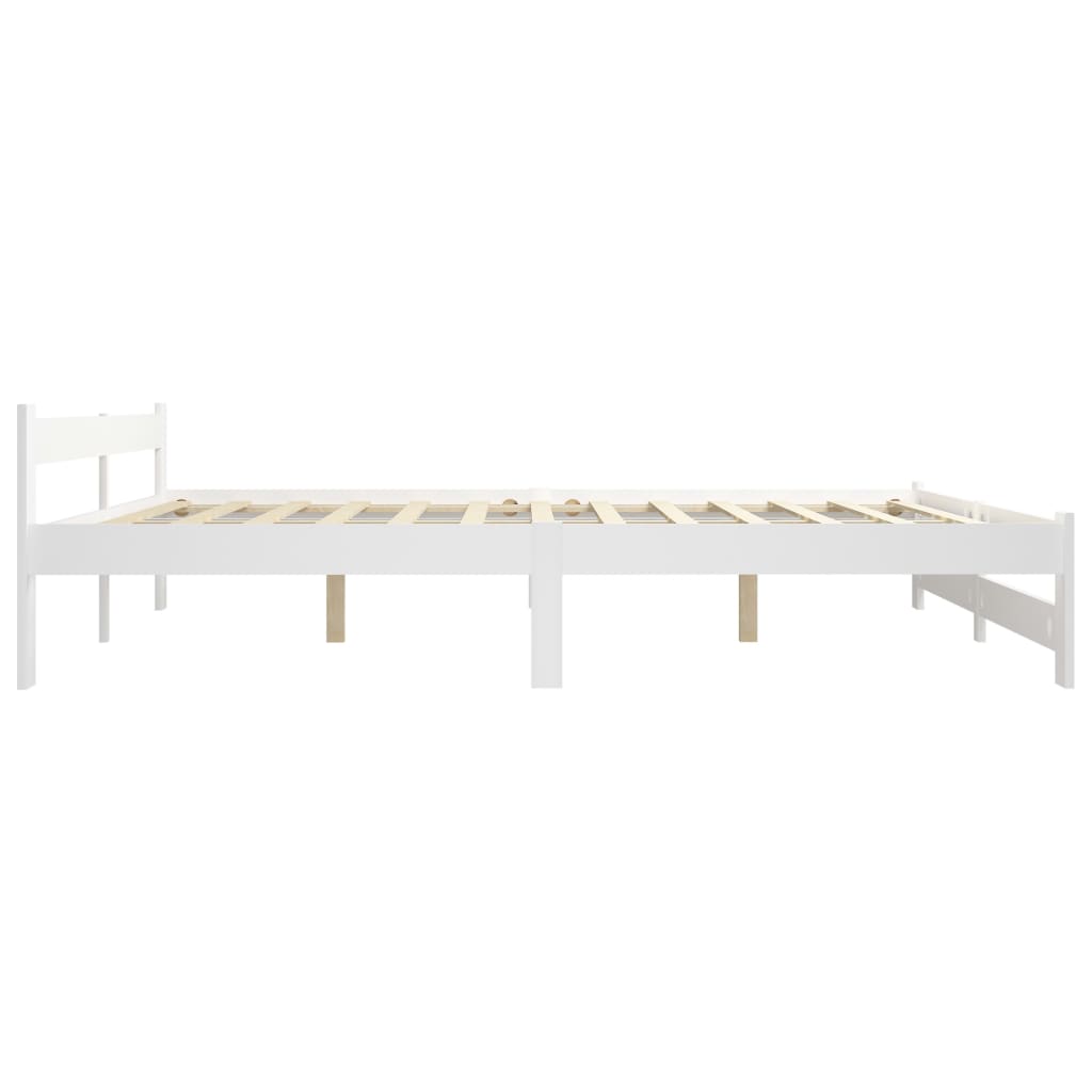 sengeramme uden madras massivt fyrretræ 200x200 cm hvid