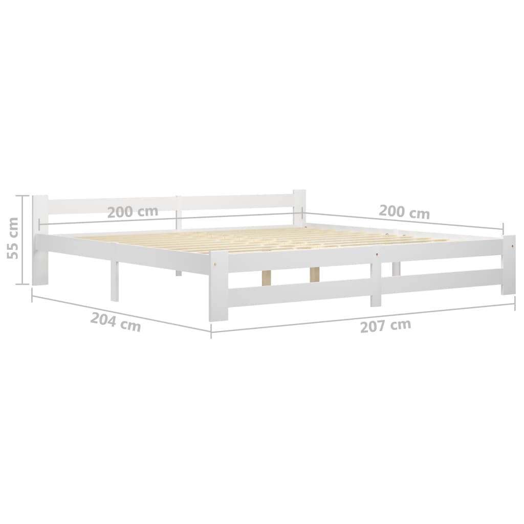 sengeramme uden madras massivt fyrretræ 200x200 cm hvid
