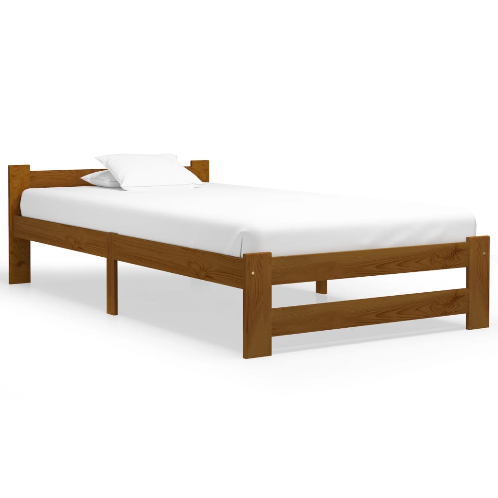 sengeramme uden madras massivt fyrretræ 90x200 cm honningbrun