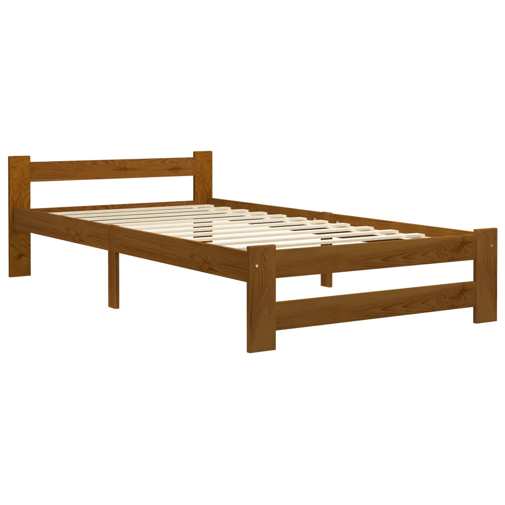 sengeramme uden madras massivt fyrretræ 90x200 cm honningbrun