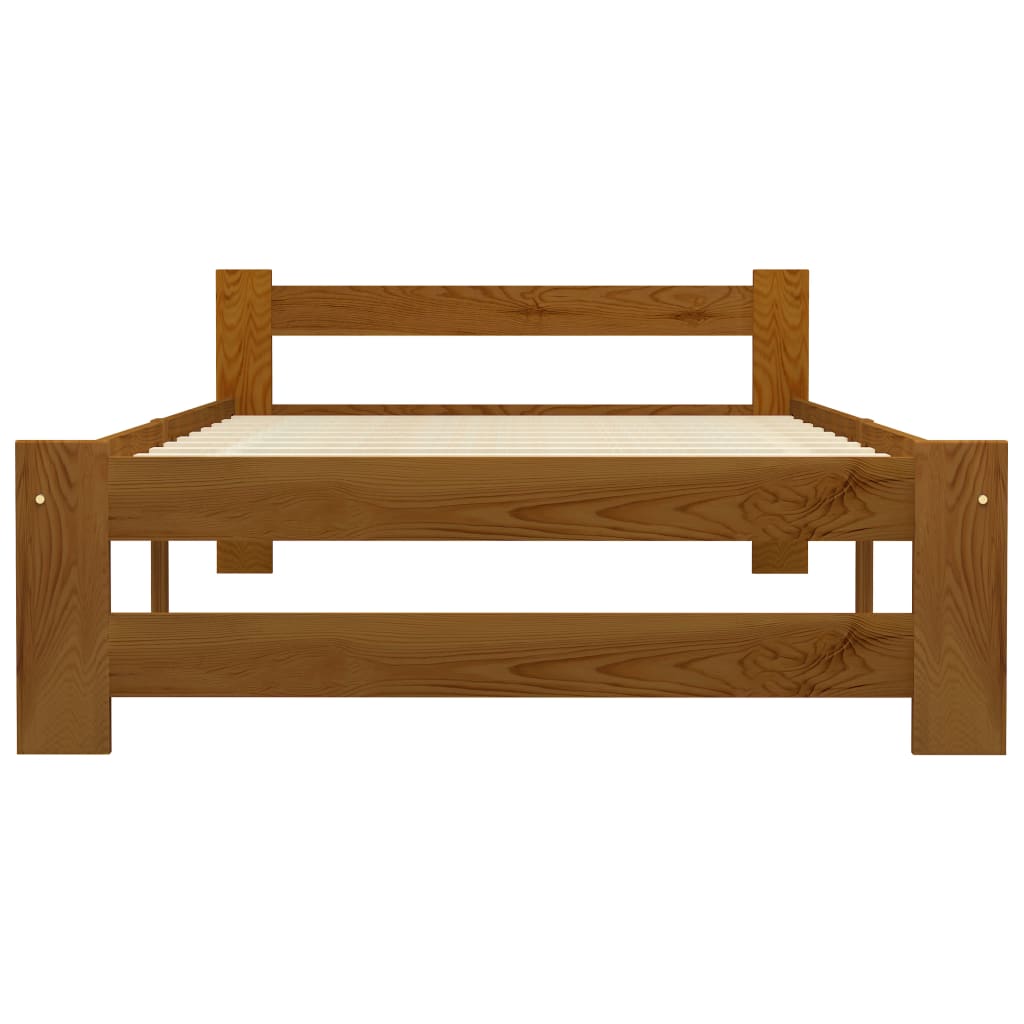 sengeramme uden madras massivt fyrretræ 90x200 cm honningbrun