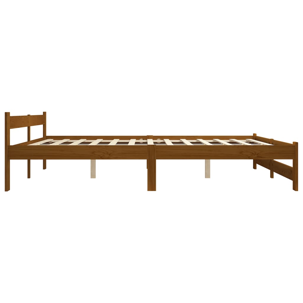 sengeramme 160x200 cm massivt fyrretræ gyldenbrun