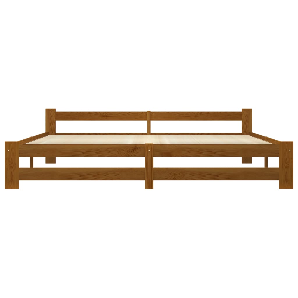sengeramme 200x200 cm massivt fyrretræ gyldenbrun