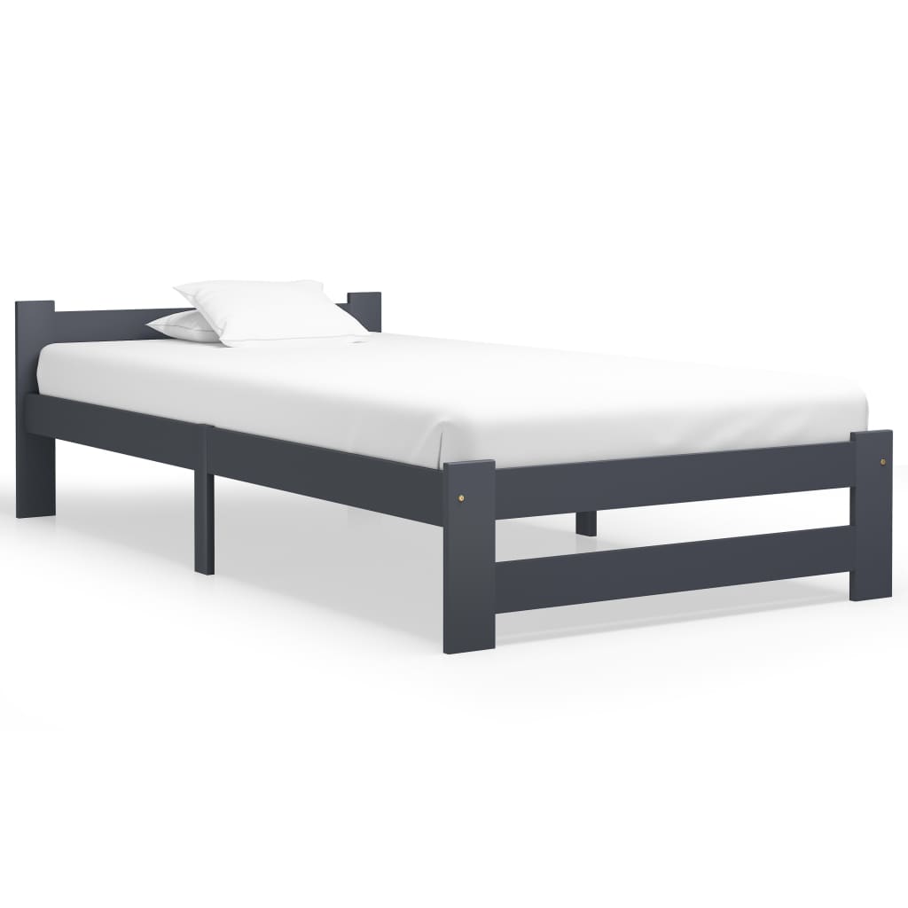 Sengeramme uden madras massivt fyrretræ 100x200 cm mørkegrå