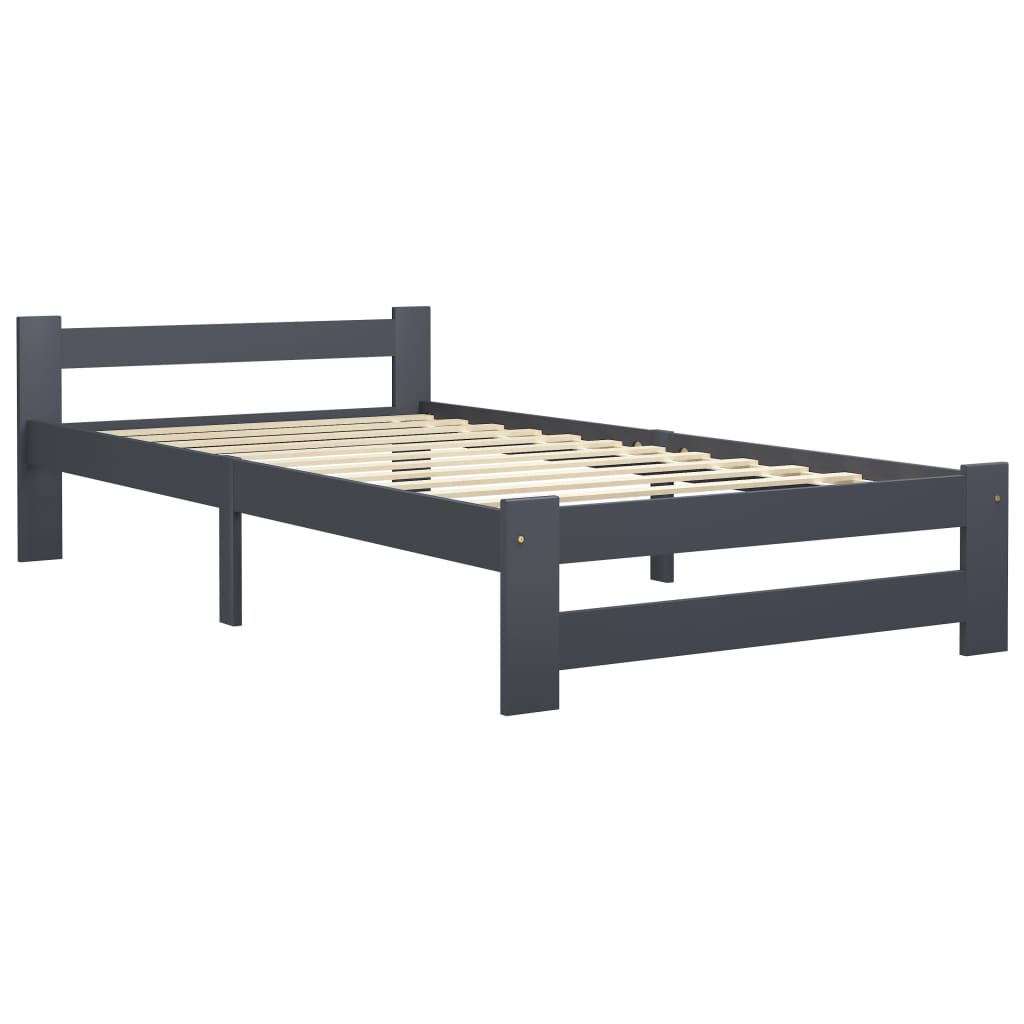 Sengeramme uden madras massivt fyrretræ 100x200 cm mørkegrå