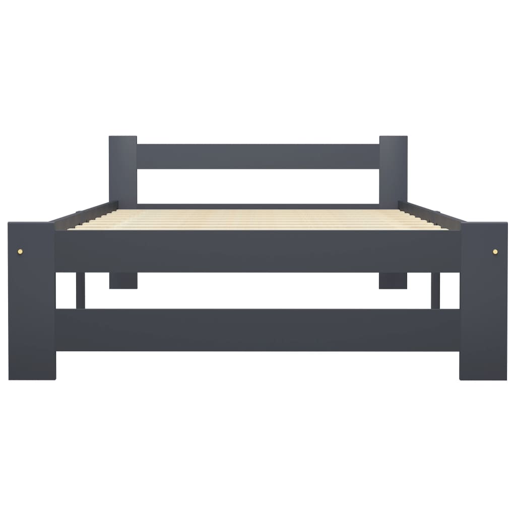 Sengeramme uden madras massivt fyrretræ 100x200 cm mørkegrå