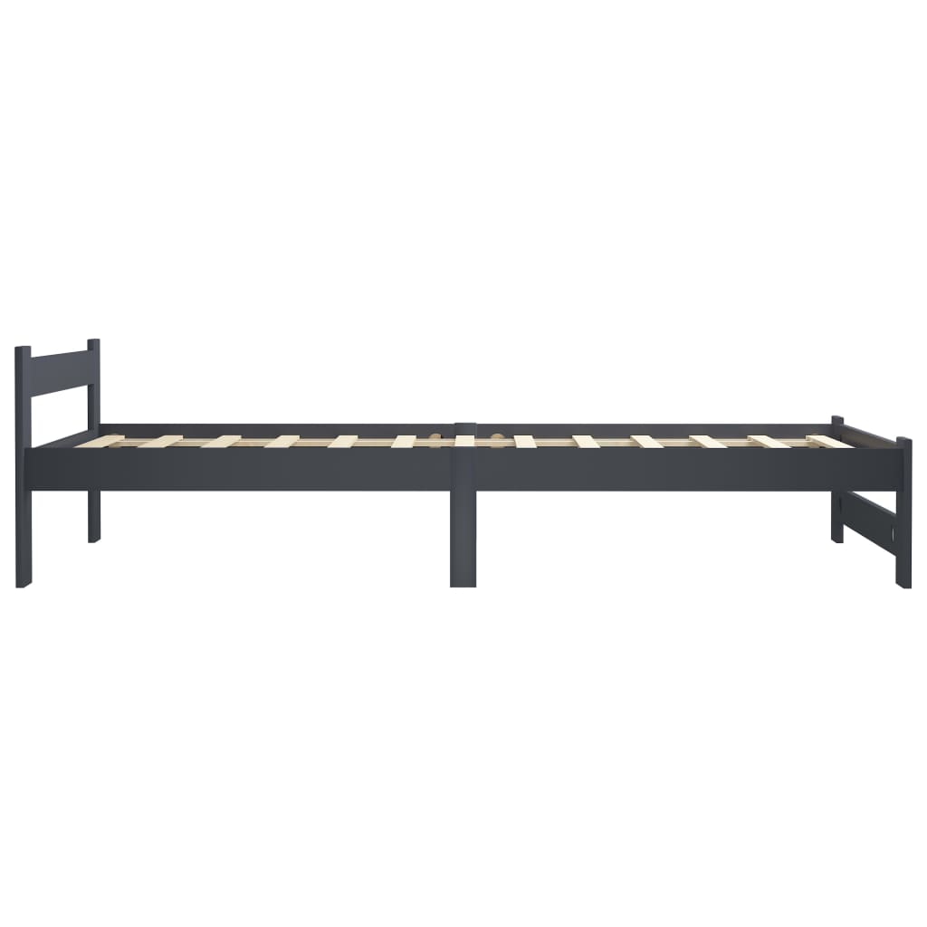 Sengeramme uden madras massivt fyrretræ 100x200 cm mørkegrå