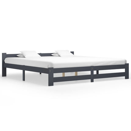 sengeramme uden madras massivt fyrretræ 200x200 cm mørkegrå