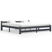 sengeramme uden madras massivt fyrretræ 200x200 cm mørkegrå