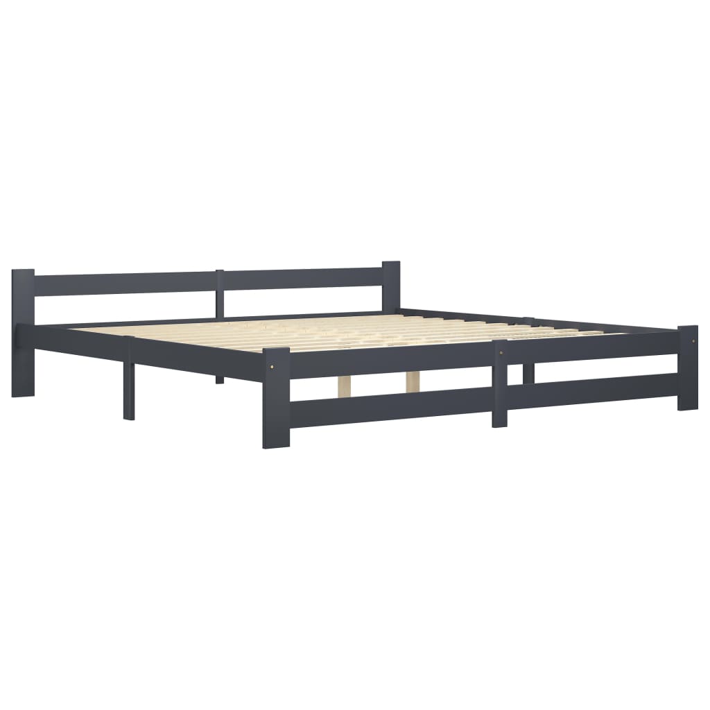 sengeramme uden madras massivt fyrretræ 200x200 cm mørkegrå
