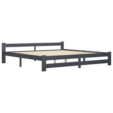 sengeramme uden madras massivt fyrretræ 200x200 cm mørkegrå