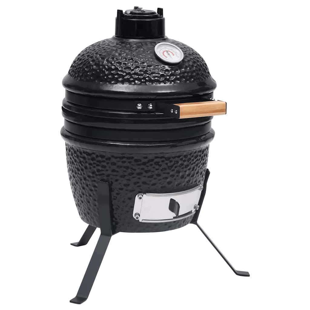 2-i-1 Kamado-røgegrill 56 cm - keramisk, sort