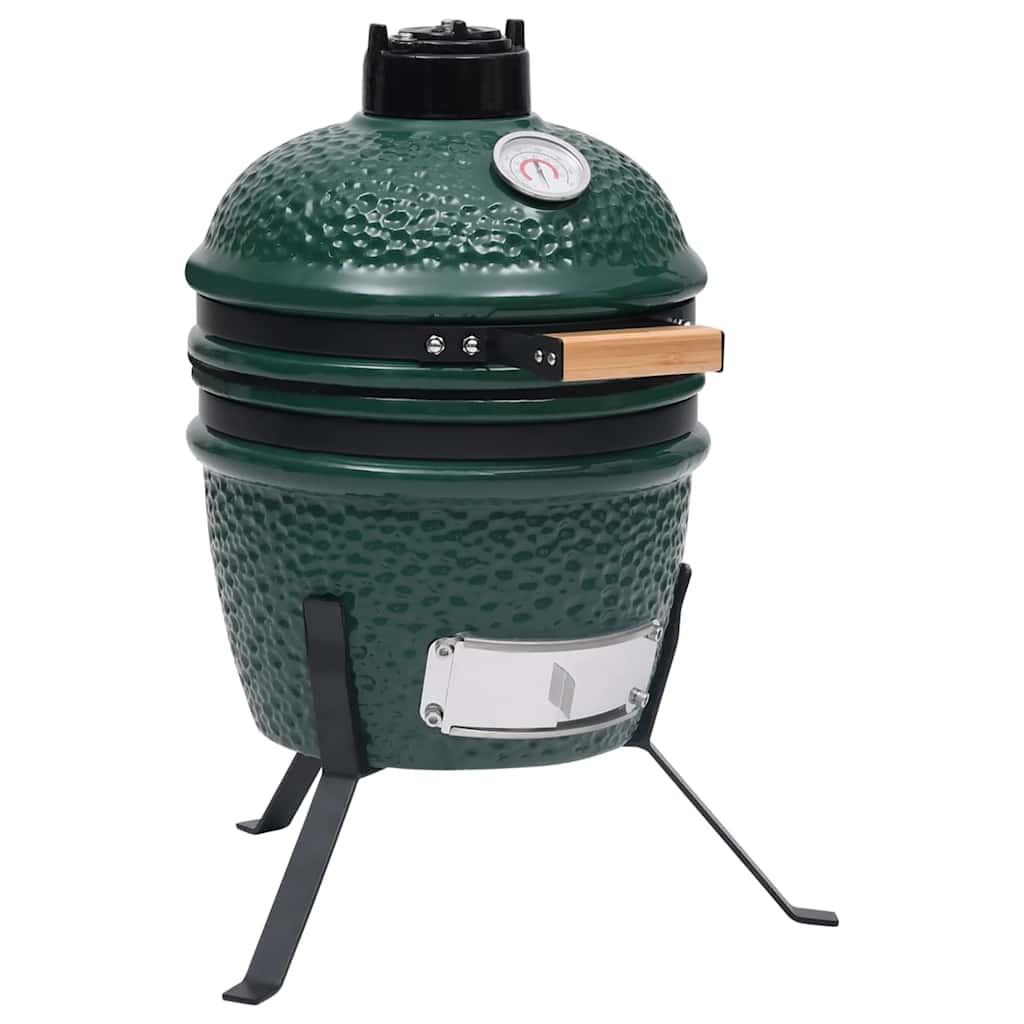 2-i-1 keramisk Kamado-røgegrill 56 cm - grøn