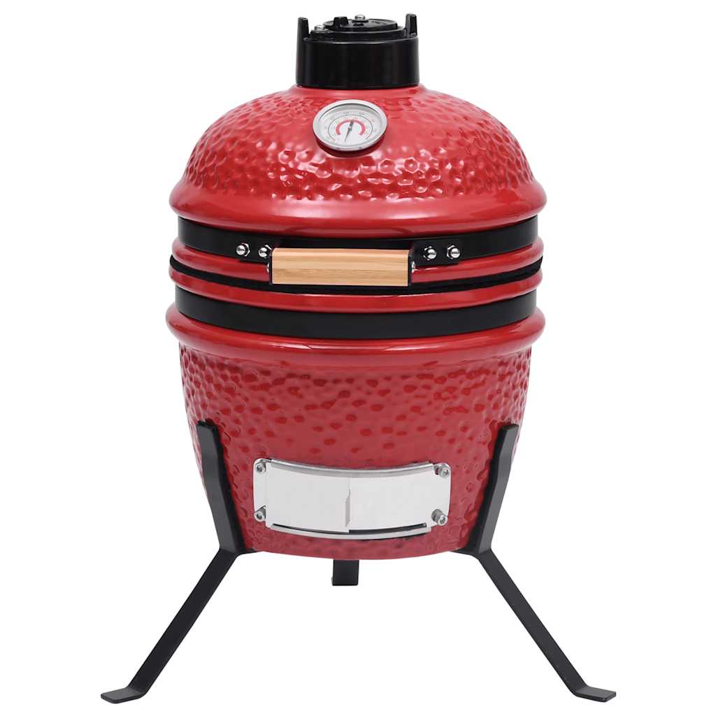 2-i-1 Kamado-røgegrill 56 cm keramisk rød