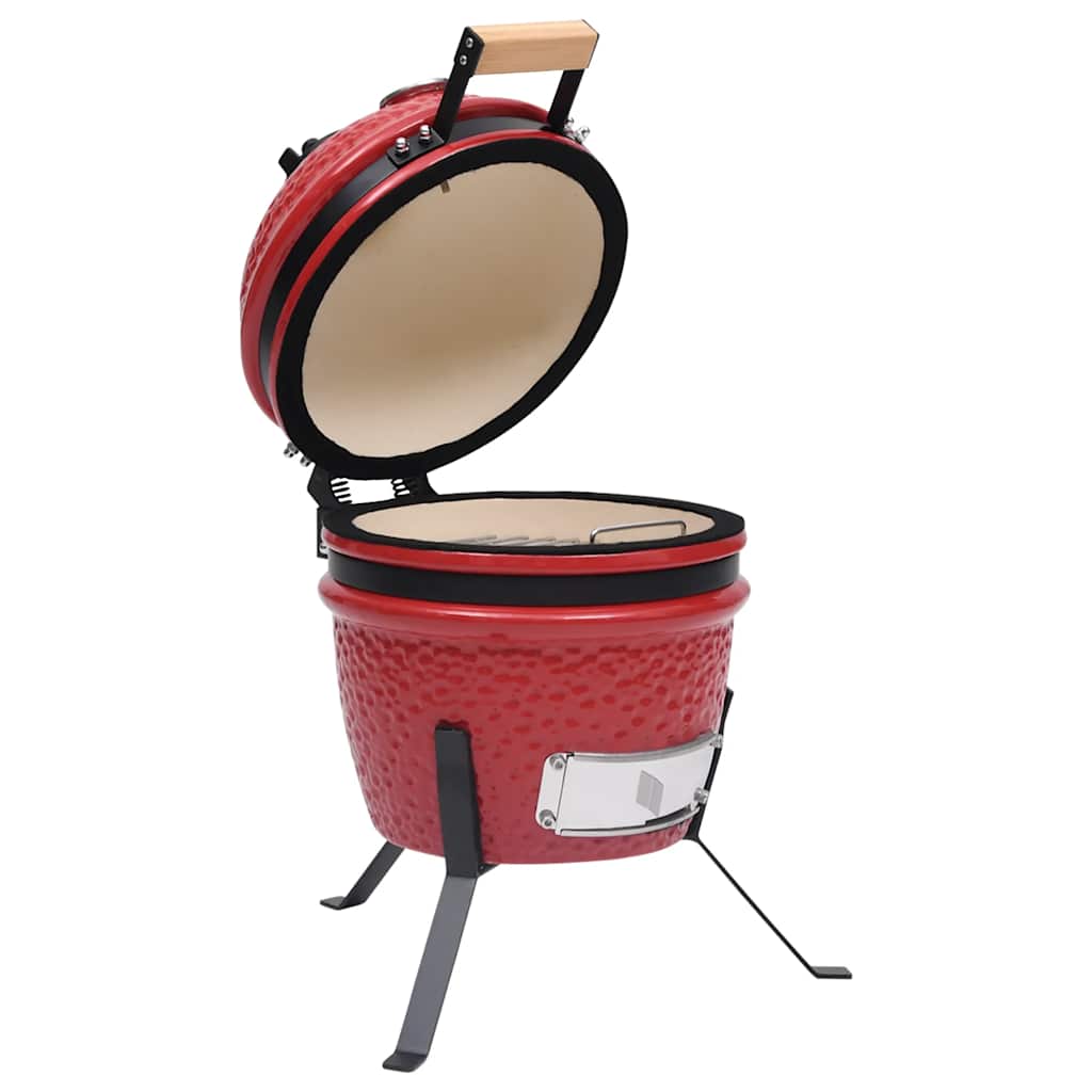 2-i-1 Kamado-røgegrill 56 cm keramisk rød