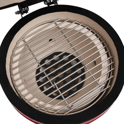 2-i-1 Kamado-røgegrill 56 cm keramisk rød