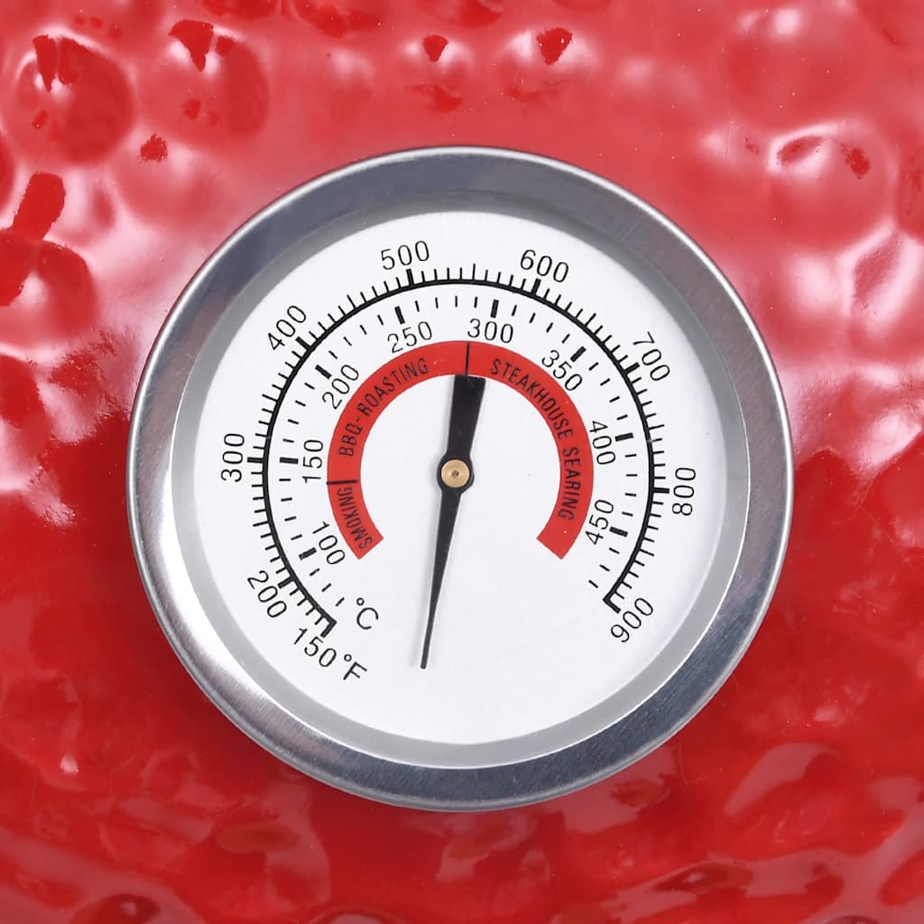 2-i-1 Kamado-røgegrill 56 cm keramisk rød