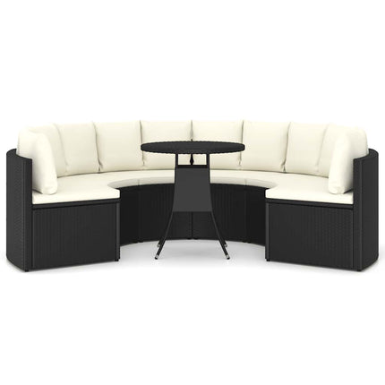 sofasæt til haven 7 dele med hynder polyrattan sort