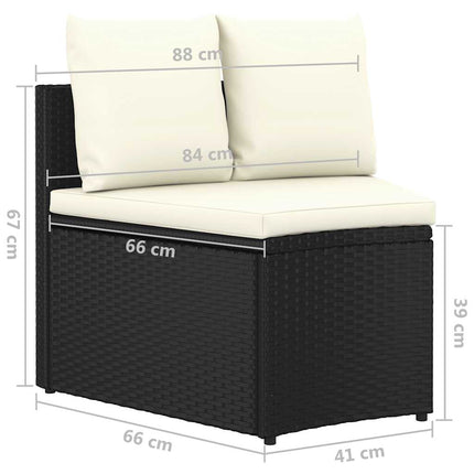 sofasæt til haven 7 dele med hynder polyrattan sort