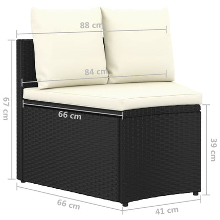 sofasæt til haven 6 dele med hynder polyrattan sort
