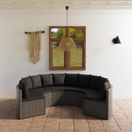 sofasæt til haven 6 dele med hynder polyrattan grå