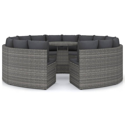 sofasæt til haven 9 dele med hynder polyrattan grå